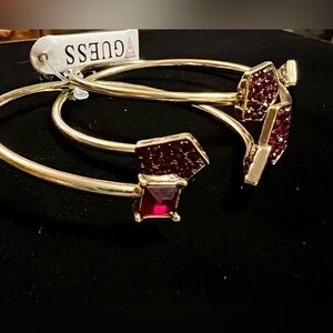 NWT Guess Bracelet Ensemble; Faux Red Ruby Like Stones; 3 Individual Bracelets